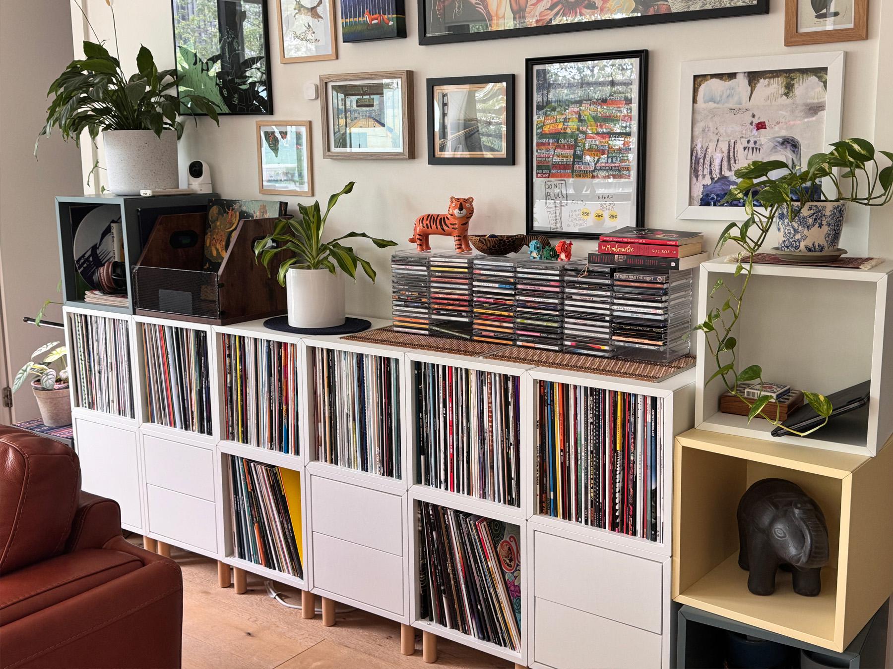 IKEA EKET storage with records