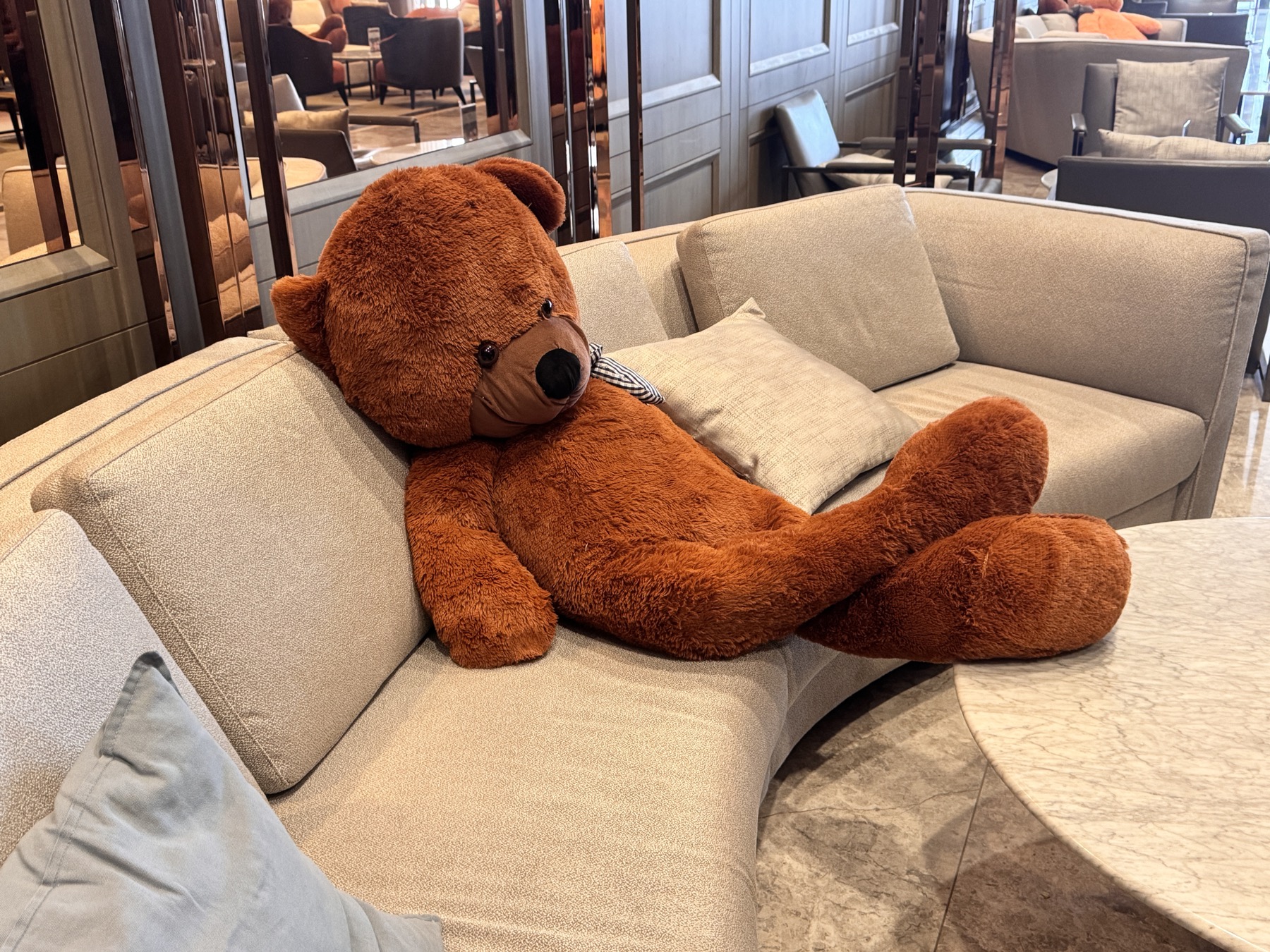 Stuffed bears in hotel lobby