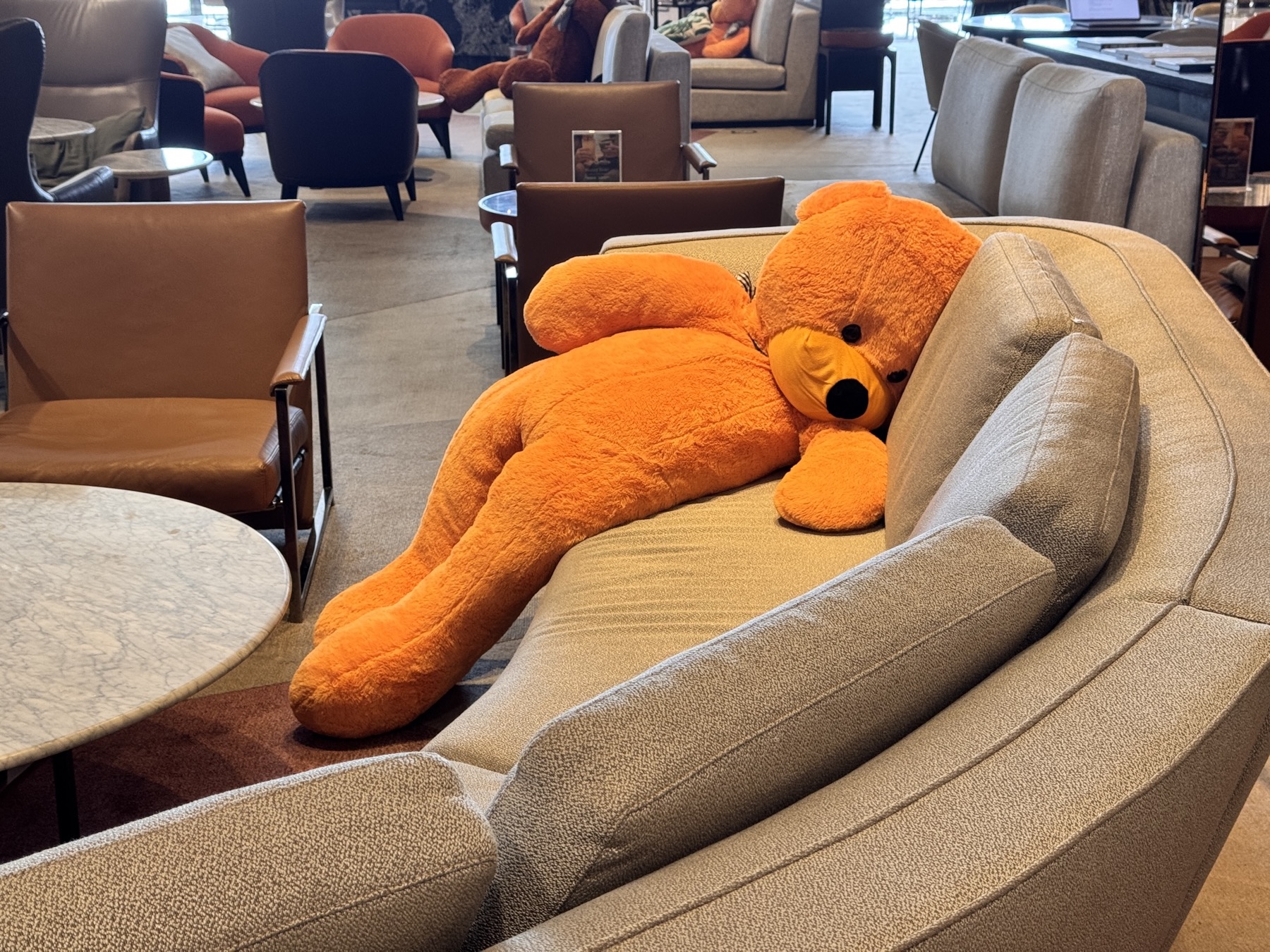Stuffed bears in hotel lobby
